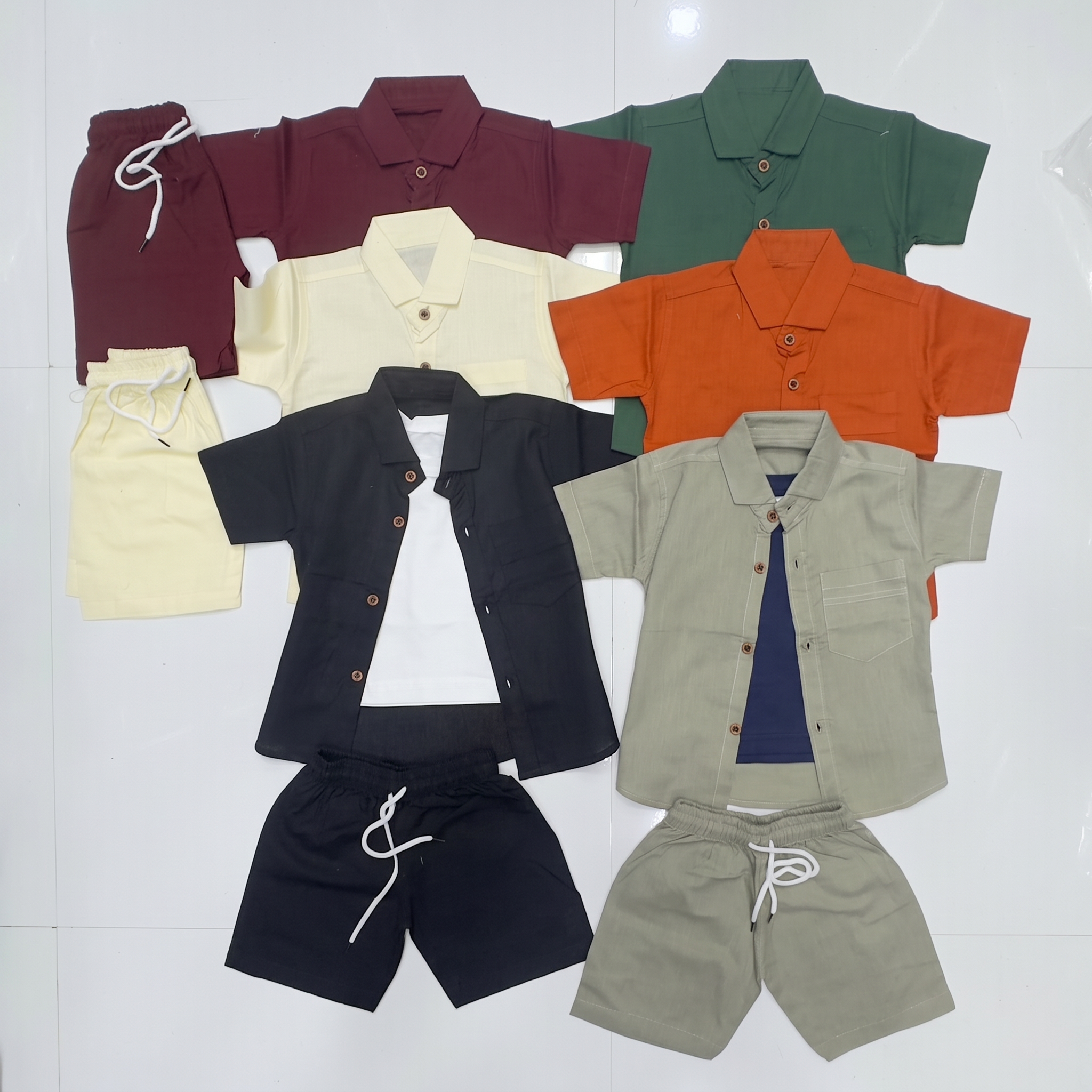 Boys Linen Shirt & Shorts — Earthy Colours
